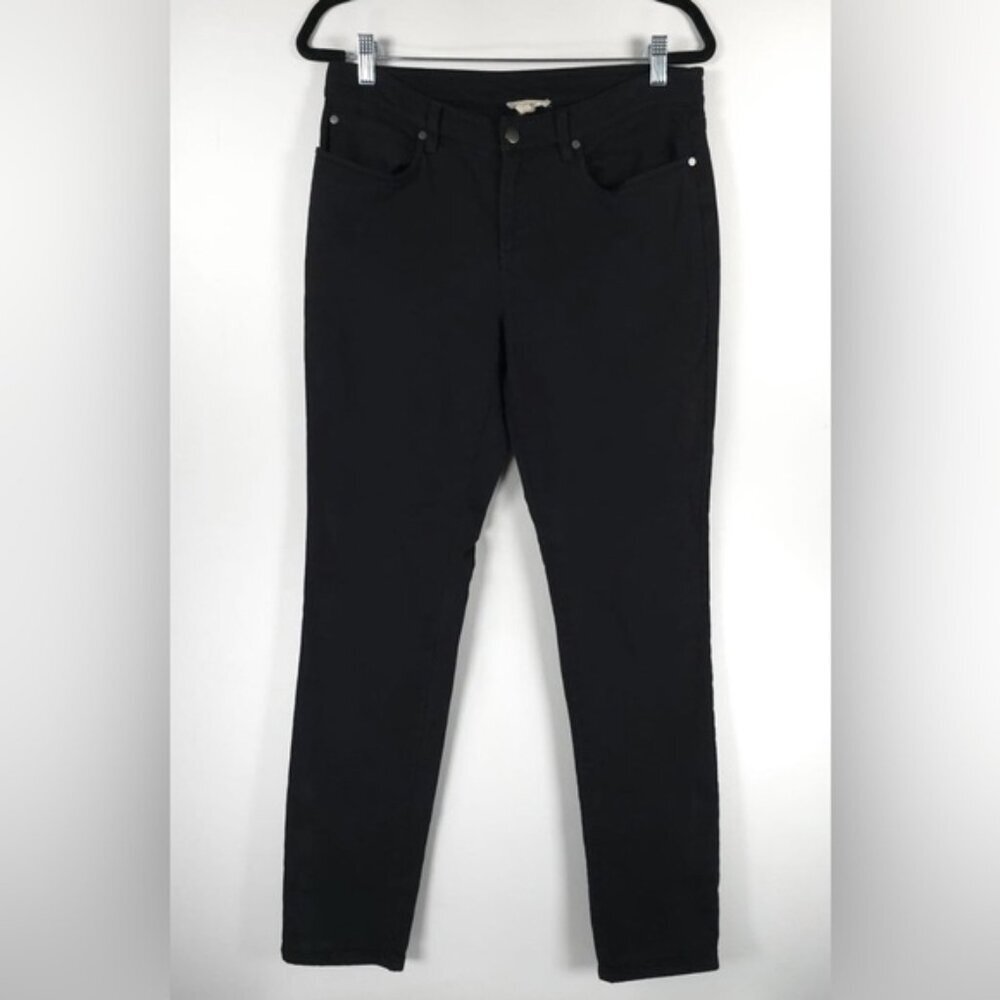 EILEEN FISHER Imported Fabric Black Pants w/Pockets ORGANIC COTTON/Spandex Sz 10